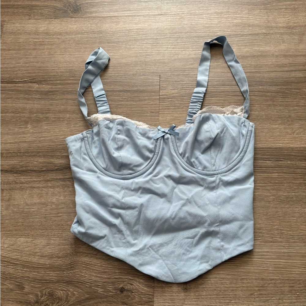 PacSun Light Blue Lace Trim Crop Top
